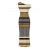 Vintage Dress Colorblock Zig Zag Striped Print Skew Neck Bodycon Dress - multicolor M | US 6