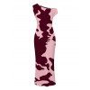 Elegant Dress Camo Striped Print Skew Neck Bodycon Dress - Rose XL | US 12
