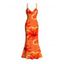 Vacation Dress Tropical Hibiscus Floral Print Spaghetti Strap Mermaid Dress - Orange L | US 8-10
