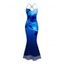Vacation Dress Ombre Floral Print Mesh Panel Draped Crisscross Bodycon Dress - Bleu XXL | US 14