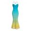 Vacation Dress Ombre Crisscross Mesh Panel Draped Spaghetti Strap Bodycon Dress - multicolor M | US 6