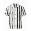 Bohemian Couple Outfit Colorblock Hollow Out V Neck Cropped Top Striped Tied Knitted Bodycon Skirt and Geometric Print Shirt Set - Blanc S | US 4