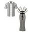 Bohemian Couple Outfit Colorblock Hollow Out V Neck Cropped Top Striped Tied Knitted Bodycon Skirt and Geometric Print Shirt Set - Blanc S | US 4
