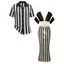Bohemian Couple Outfit Colorblock Hollow Out Cropped Top Striped Tied Bodycon Skirt and Print Set - Noir S | US 4