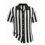 Men's Casual Shirt Monochrome Striped Print Hollow Out Button Up Shirt - Noir XL