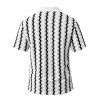 Men's Vintage Shirt Colorblock Geometric Button Up Knitted Shirt - Blanc S