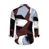 Vintage Couple Outfit Colorblock Irregular Geometric Print Foldover Off the Shoulder Ruched Bodycon Dress and Long Sleeve Shirt Set - multicolor A S | US 4