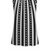 Party Dress Monochrome Radial Striped Polka Dots U Neck Long Sleeve Mermaid Bodycon Dress - Noir M | US 6