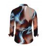 Men's Vintage Shirt Tie Dye Ink Painting Print Button Up Long Sleeve Shirt - marron foncé M