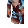 Men's Vintage Shirt Tie Dye Ink Painting Print Button Up Long Sleeve Shirt - marron foncé 2XL