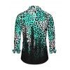 Men's Vintage Shirt Ombre Leopard Print Button Up Long Sleeve Shirt - Noir S