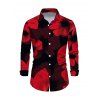 Men's Long Sleeve Shirt Large Red Floral Print Button Up Shirt - Noir 3XL