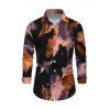 Men's Vacation Shirt Abstract Fluid Marble Tie Dye Print Button Up Long Sleeve Shirt - Noir L