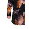 Men's Vacation Shirt Abstract Fluid Marble Tie Dye Print Button Up Long Sleeve Shirt - Noir L