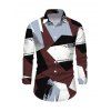 Men's Vintage Shirt Colorblock Irregular Geometric Print Button Up Long Sleeve Shirt - multicolor A S