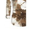 Men's Vintage Vacation Shirt Tropical Palm Leaf Print Button Up Long Sleeve Shirt - Brun S
