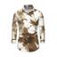 Men's Vintage Vacation Shirt Tropical Palm Leaf Print Button Up Long Sleeve Shirt - Brun S