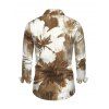Men's Vintage Vacation Shirt Tropical Palm Leaf Print Button Up Long Sleeve Shirt - Brun 5XL