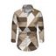 Men's Vintage Shirt Colorblock Geometric Triangle Print Button Up Long Sleeve Shirt - café XL
