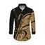 Men's Vintage Shirt Golden Scroll Vine Print Button Up Long Sleeve Shirt - Noir M