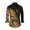 Men's Vintage Shirt Golden Scroll Vine Print Button Up Long Sleeve Shirt - Noir 5XL
