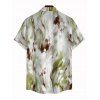 Men's Vintage Vacation Shirt Ink Painting Tie Dye Print Button Up Short Sleeve Shirt - Vert clair S