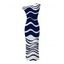 Elegant Dress Colorblock Wave Striped Print Skew Neck Bodycon Dress - Bleu profond L | US 8-10
