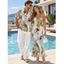 Vintage Vacation Couple Outfit Ink Painting Tie Dye Print Mesh Panel Draped Crisscross Mermaid Bodycon Dress and Short Sleeve Shirt Set - Vert clair S | US 4