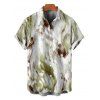 Vintage Vacation Couple Outfit Ink Painting Tie Dye Print Mesh Panel Draped Crisscross Mermaid Bodycon Dress and Short Sleeve Shirt Set - Vert clair S | US 4