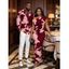 Autumn Couple Outfit Camo Striped Print Skew Neck Bodycon Dress and Long Sleeve Shirt Set - PINK S | US 4