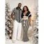 Bohemian Couple Outfit Colorblock Hollow Out Cropped Top Striped Tied Bodycon Skirt and Print Set - BLACK S | US 4