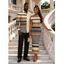 Ethnic Couple Outfit Colorblock Zig Zag Striped Print Skew Neck Bodycon Dress and Long Sleeve Shirt Set - LIGHT COFFEE S | US 4