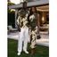Autumn Couple Outfit Camo Striped Print Skew Neck Bodycon Dress and Long Sleeve Shirt Set - ARMY GREEN S | US 4