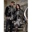 Holiday Couple Outfit Skeleton Rose Floral Shinny Dots Print Bell Sleeve A Line Mini Sweater Dress and Long Sleeve Shirt Set - RED S | US 4