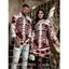 Holiday Couple Outfit Skeleton Rose Floral Shinny Dots Print Bell Sleeve A Line Mini Sweater Dress and Long Sleeve Shirt Set - RED S | US 4