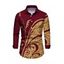 Men's Vintage Shirt Golden Scroll Vine Print Button Up Long Sleeve Shirt - Rouge Vineux S