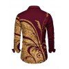 Men's Vintage Shirt Golden Scroll Vine Print Button Up Long Sleeve Shirt - Rouge Vineux S