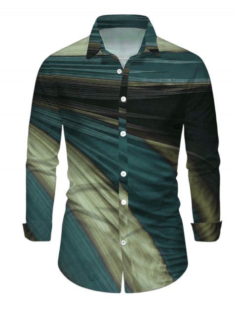 Men's Casual Shirt Ombre Tie Dye Print Button Up Long Sleeve Shirt