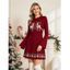 Christmas Sweater Dress Elk Snowflake Christmas Tree Print Long Sleeve Bodycon Mini Dress - Rouge Vineux XL | US 12