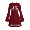 Christmas Sweater Dress Elk Snowflake Christmas Tree Print Long Sleeve Bodycon Mini Dress - Rouge Vineux L | US 8-10