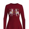Christmas Sweater Dress Elk Snowflake Christmas Tree Print Long Sleeve Bodycon Mini Dress - Rouge Vineux L | US 8-10