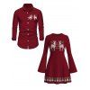 Christmas Couple Outfit Elk Snowflake Christmas Tree Print Bodycon Mini Sweater Dress and Long Sleeve Shirt Set - Rouge Vineux S | US 4