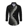 Men's Party Shirt Diagonal Rhinestone Dot Print Button Up Long Sleeve Shirt - Noir 5XL