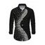 Men's Party Shirt Diagonal Rhinestone Dot Print Button Up Long Sleeve Shirt - Noir 5XL