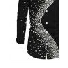 Men's Party Shirt Diagonal Rhinestone Dot Print Button Up Long Sleeve Shirt - Noir 5XL