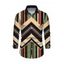 Men's Vintage Shirt Colorblock Geometric Zig Zag Print Button Up Long Sleeve Shirt - multicolor A S