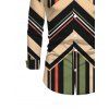 Men's Vintage Shirt Colorblock Geometric Zig Zag Print Button Up Long Sleeve Shirt - multicolor A S