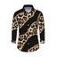 Men's Winter Shirt Leopard Print with Gold Foil Line Print Button Up Long Sleeve Shirt - Noir S