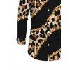 Men's Winter Shirt Leopard Print with Gold Foil Line Print Button Up Long Sleeve Shirt - Noir S