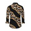 Men's Winter Shirt Leopard Print with Gold Foil Line Print Button Up Long Sleeve Shirt - Noir S